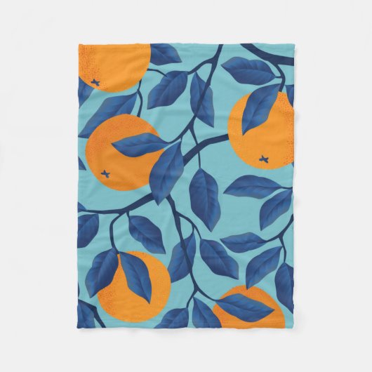 Couverture Polaire Motif de la branche orange bleue (Devant)