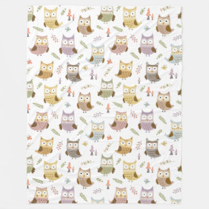 Couverture Polaire Motif de la Chouette des bois, Enfants blancs