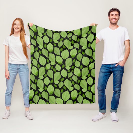 Couverture Polaire Motif de la feuille de basalte verte (En situation)