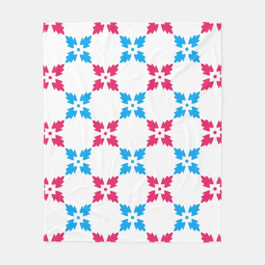 Couverture Polaire Motif de la feuille de croix de fleur rouge bleu (Devant)