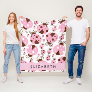 Couverture Polaire Motif De Ladybugs, Ladybugs Rose, Votre Nom
