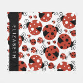 Couverture Polaire Motif De Ladybugs, Red Ladybugs, Votre Nom (Devant (Horizontal))