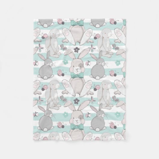 Couverture Polaire Motif de lapins de printemps (Devant)