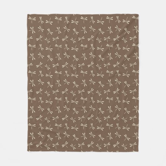 Couverture Polaire Motif de libellules japonaises, crème et Taupe Tan (Devant)