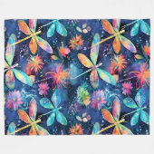 Couverture Polaire Motif de libellules vibrantes (Devant (Horizontal))