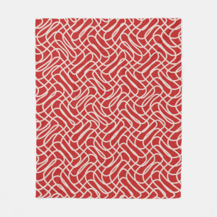 Couverture Polaire Motif De Ligne Abstraite Rouge Et Crème