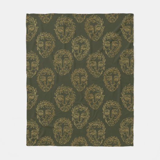 Couverture Polaire Motif de ligne de visage botanique rustique (2) (Devant)