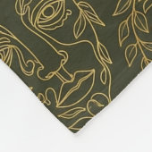 Couverture Polaire Motif de ligne de visage botanique rustique (2) (Coin)