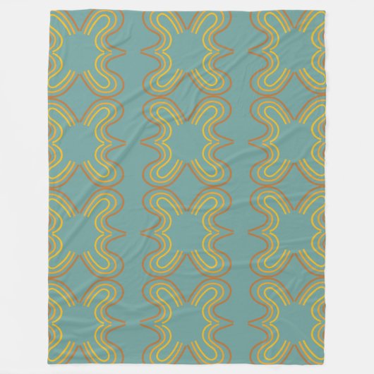 Couverture Polaire motif de ligne géométrique turquoise (Devant)