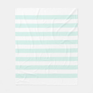 Couverture Polaire Motif de lignes pastel vert cyan et blanc doux