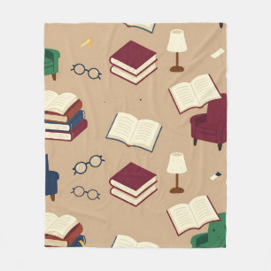 Couverture Polaire Motif de livres de coin de lecture cosy