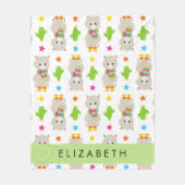 Couverture Polaire Motif De Llamas, Alpacas, Cactus, Votre Nom (Devant)
