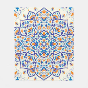 Couverture Polaire Motif de luxe Orange Blue Ornament