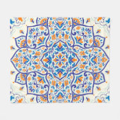 Couverture Polaire Motif de luxe Orange Blue Ornament (Devant (Horizontal))