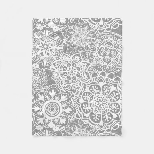 Couverture Polaire Motif de Mandala gris et blanc (Devant)