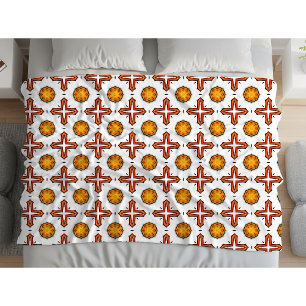 Couverture Polaire Motif de mandala orange et jaune 