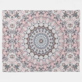 Couverture Polaire Motif de mandala rose et blanc (Devant (Horizontal))