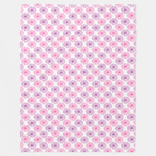 Couverture Polaire Motif de marguerites violettes et roses (Devant)