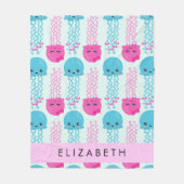Couverture Polaire Motif de méduses, Mignonne méduse, Mer, Votre nom (Devant)