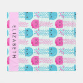 Couverture Polaire Motif de méduses, Mignonne méduse, Mer, Votre nom (Devant (Horizontal))