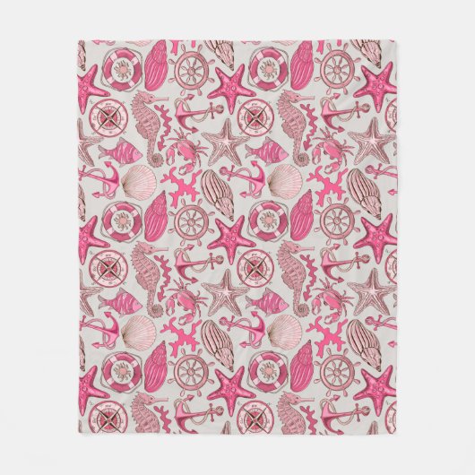 Couverture Polaire Motif de mer rose (Devant)