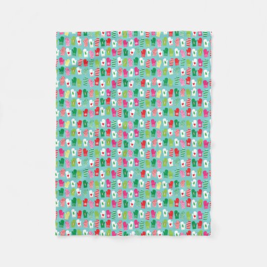 Couverture Polaire Motif de mitaines de vacances de Noël (Devant)