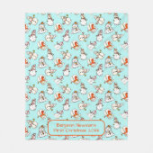 Couverture Polaire Motif de neige | Baby Boys Prénom de Noël (Devant)