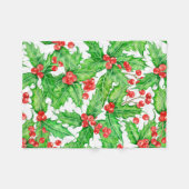 Couverture Polaire Motif de Noël à l'aquarelle de baie blanche (Devant (Horizontal))