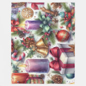 Couverture Polaire Motif de Noël à l'aquarelle Fêtes (Devant)
