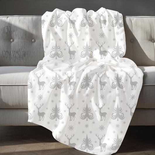 Couverture Polaire Motif de Noël blanc Festif