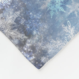 Couverture Polaire Motif de Noël bleu texturé de glace et de neige