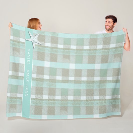 Couverture Polaire Motif de Noël côtier #2 ID1009 (En situation)