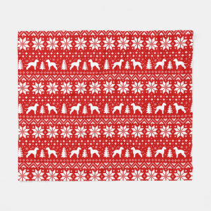 Couverture Polaire Motif de Noël de silhouettes de Bedlington Terrie