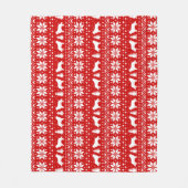 Couverture Polaire Motif de Noël de silhouettes de border collie (Devant)