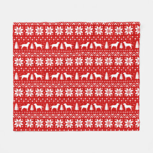 Couverture Polaire Motif de Noël de silhouettes de labrador retrieve