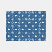 Couverture Polaire Motif de Noël des flocons blancs Bleu foncé (Devant (Horizontal))