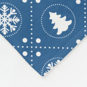 Couverture Polaire Motif de Noël des flocons blancs Bleu foncé (Coin)