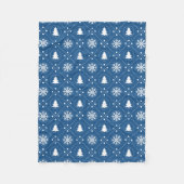 Couverture Polaire Motif de Noël des flocons blancs Bleu foncé (Devant)