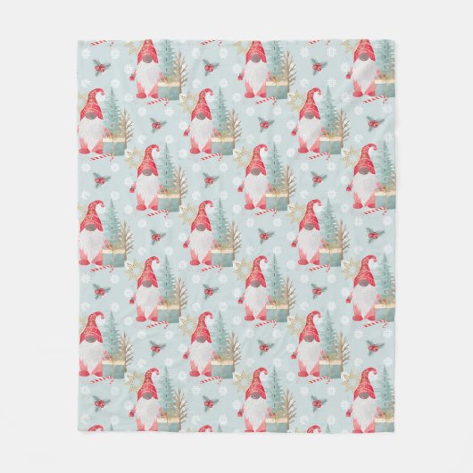 Couverture Polaire Motif de Noël Gnome (Devant)