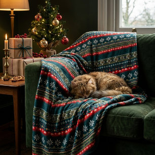 Couverture Polaire motif de Noël nordique