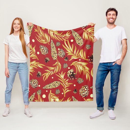 Couverture Polaire Motif de Noël, Pine Snow 3 (En situation)