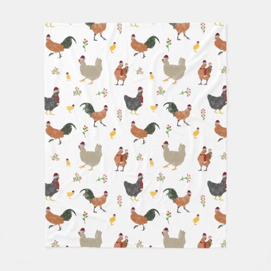Couverture Polaire Motif de Noël Poulets et poulets (Devant)