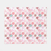 Couverture Polaire Motif de Noël rose 02 (Devant (Horizontal))