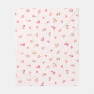 Couverture Polaire Motif de Noël rose cosy