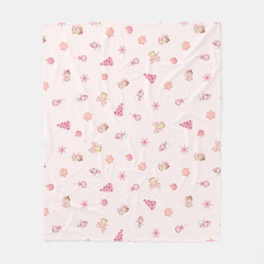 Couverture Polaire Motif de Noël rose cosy (Devant)