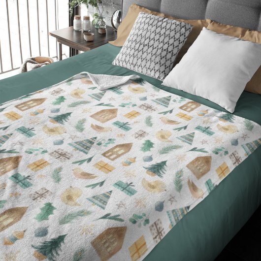 Couverture Polaire Motif de Noël scandinave mignon