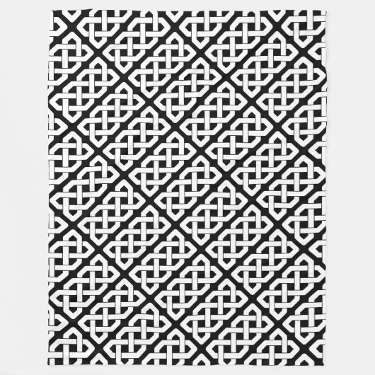 Couverture Polaire Motif de noeud celtique noir et blanc élégant (Devant)