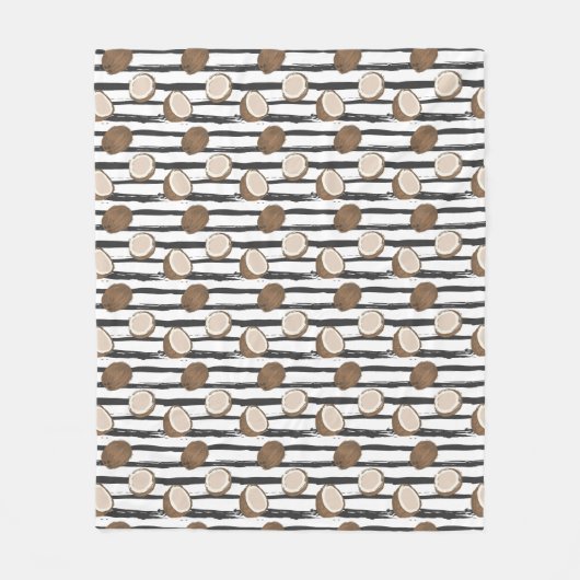 Couverture Polaire Motif de noix de coco sur Grunge Stripes (Devant)
