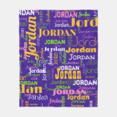 Couverture Polaire Motif de nom à répétition violet avec rose et jaun (Devant)