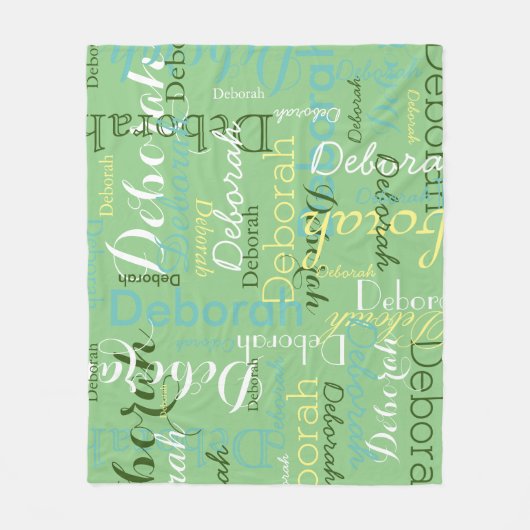 Couverture Polaire motif de nom vert sage (Devant)